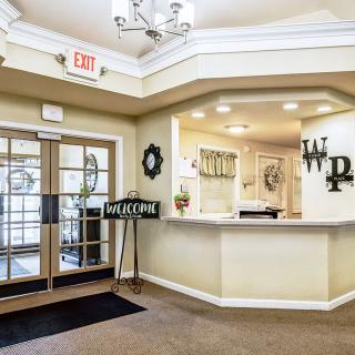 A welcoming lobby and reception area with modern decor.