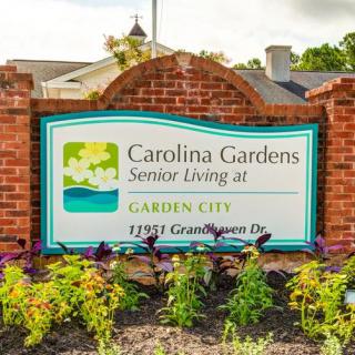 Carolina Gardens Senior Living sign in Garden City.