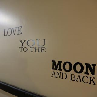 Wall with a love quote saying 'Love you to the moon and back'.