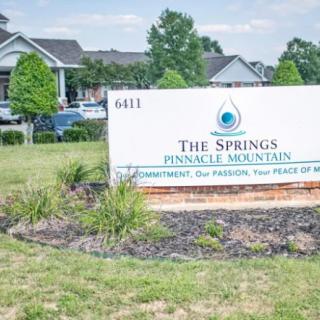 Entrance sign for The Springs at Pinnacle Mountain residential area.