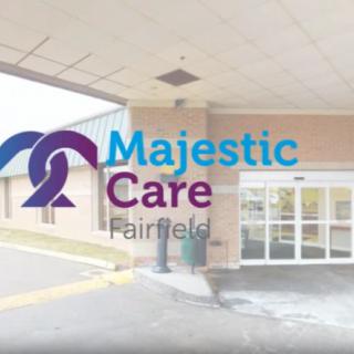 Entrance of Majestic Care Fairfield healthcare facility.