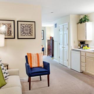 A cozy and modern living space featuring comfortable furniture and stylish decor.