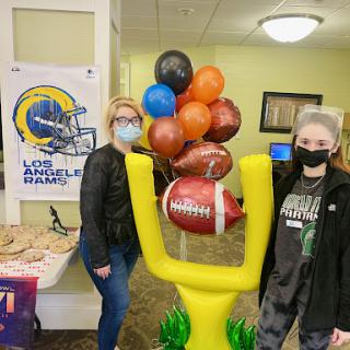 A fun football-themed celebration with decorations and balloons.