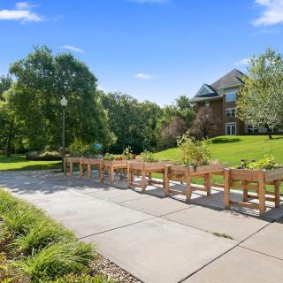 A beautiful house with a long driveway surrounded by lush greenery on a sunny day.