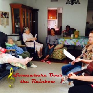 A cozy family gathering with music and relaxation in the living room.