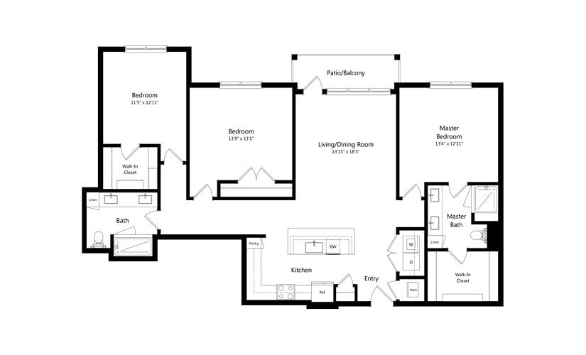 Floor plan of a residential home layout with labeled rooms.
