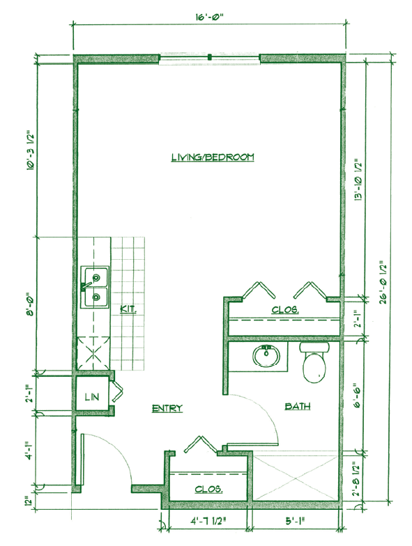 Architectural floor plan of an apartment showing room layout and dimensions.