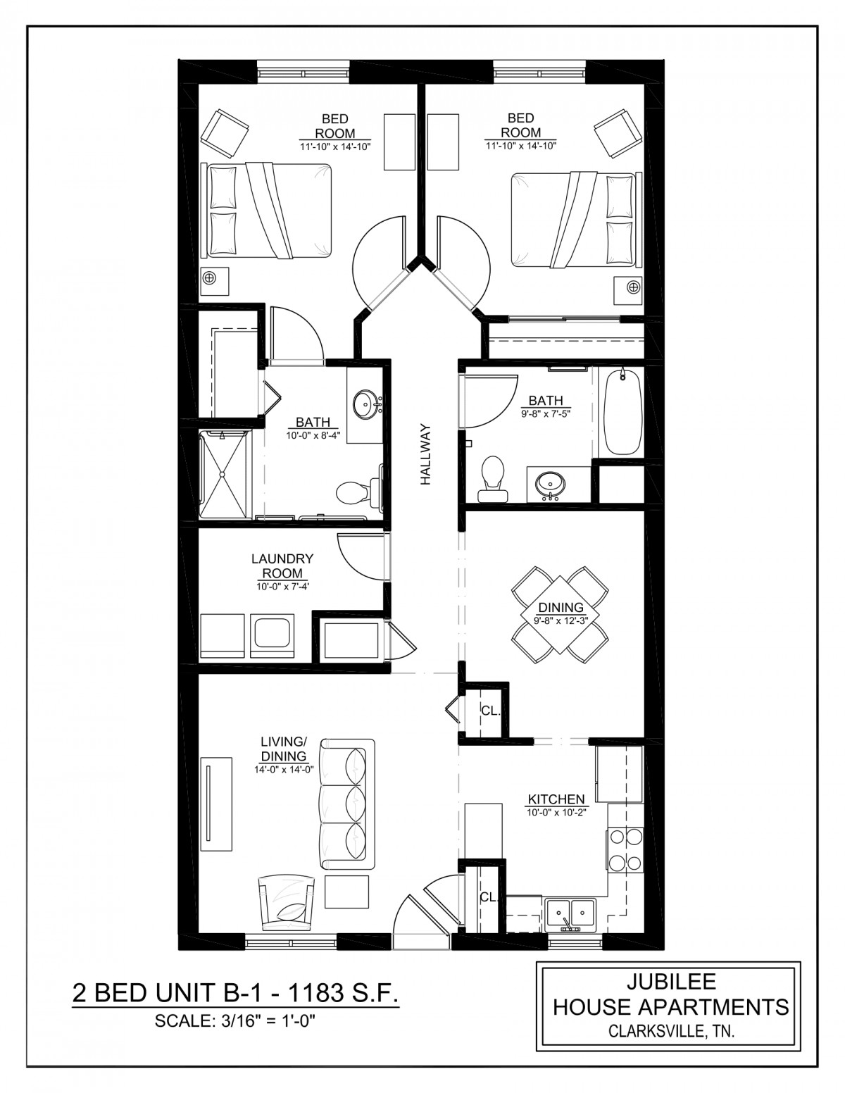 A detailed floor plan of an apartment showing rooms, furniture placement, and layout.