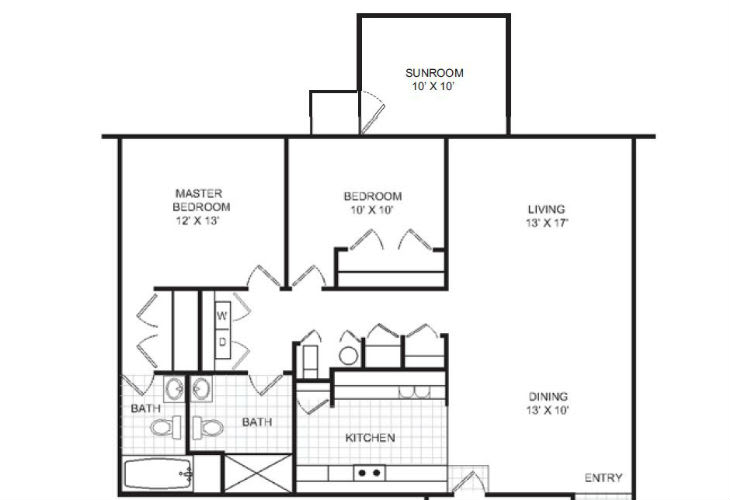 This image shows a floor plan of an apartment with dimensions for each room.