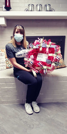 A creative moment showcasing a beautifully crafted wreath!