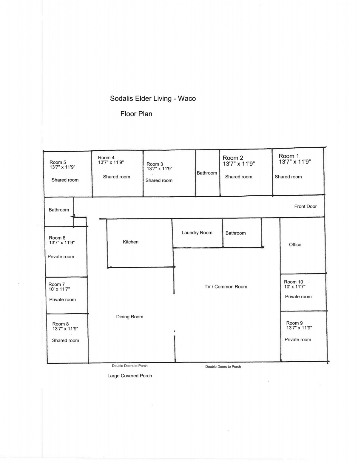 A detailed floor plan of a building named 'Green Side Living - West', showing various labeled rooms and their positions.