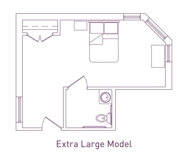 Floor plan of an extra large model apartment.