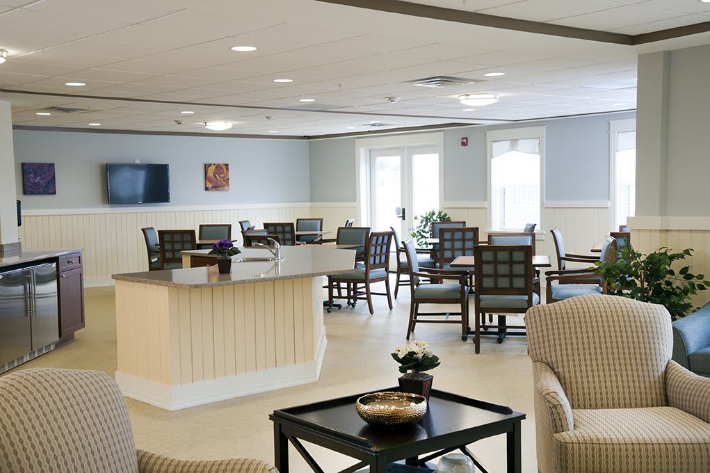 A modern lounge area with comfortable seating and a communal atmosphere.
