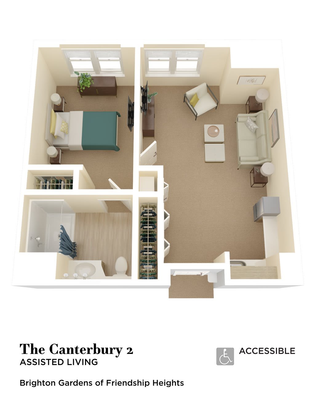 An accessible apartment floor plan called 'The Canterbury 2'.