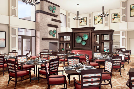 A beautifully designed modern restaurant interior featuring elegant furniture and artistic decor.