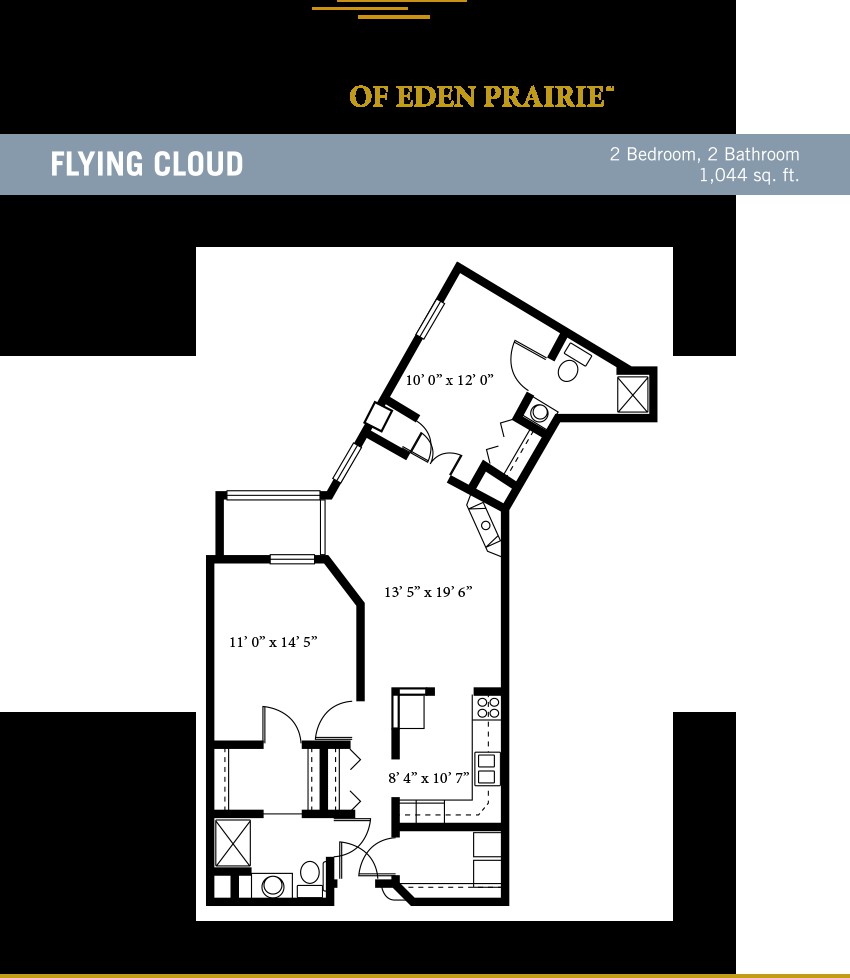 Floor plan of an apartment layout from Flying Cloud in Eden Prairie.