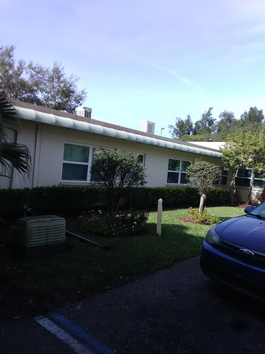 A view of a suburban house with a well-kept garden and parked car.