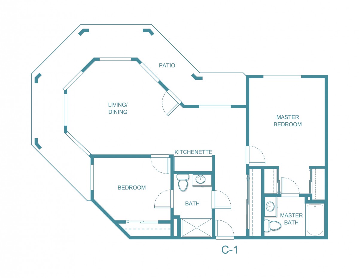 Blueprint layout of a residential floor plan.