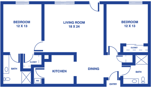 Blueprint of a home showing the layout of the living room, kitchen, and dining area.