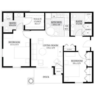 This image shows a floor plan of an apartment with labeled rooms such as bedroom, kitchen, and living room.