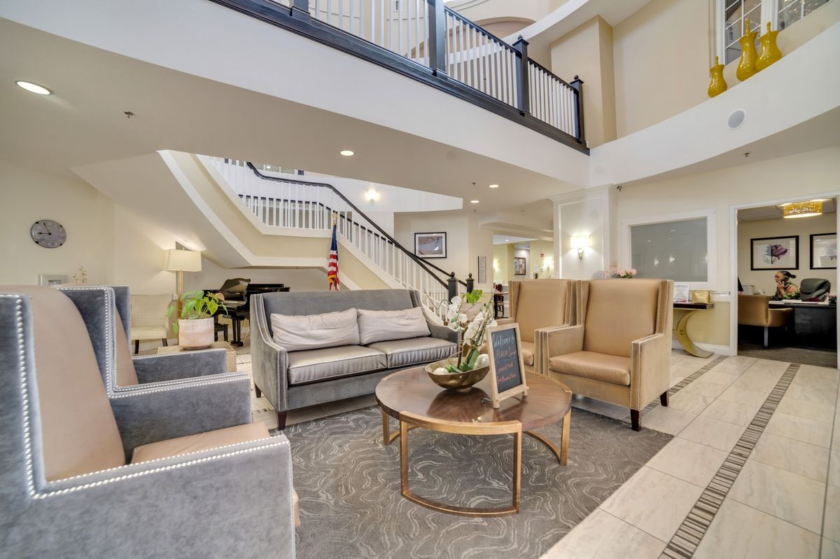 A welcoming lobby with comfortable seating and elegant decor.