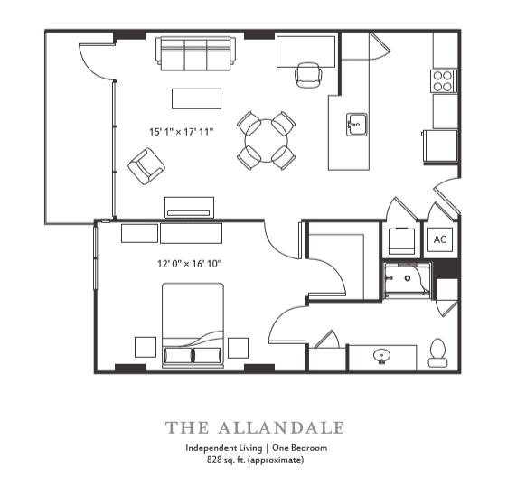 The Allandale: Independent Living One Bedroom Floor Plan