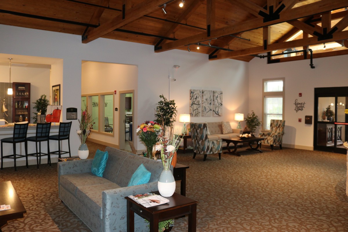 A spacious and modern lobby area with comfortable seating and stylish decor.
