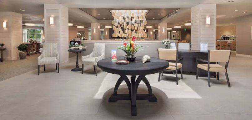 A stylish lobby area featuring elegant furniture and modern decor.