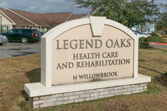 Sign for Legend Oaks Health Care and Rehabilitation on N Willowbrook.