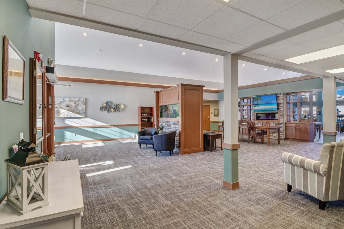 A modern lobby with comfortable seating and ample natural light.