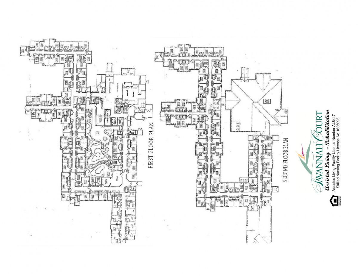 An architectural blueprint illustrating the floor plan of a building complex.