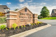 Entrance sign for Town Village Vestavia Hills with decorative landscaping.
