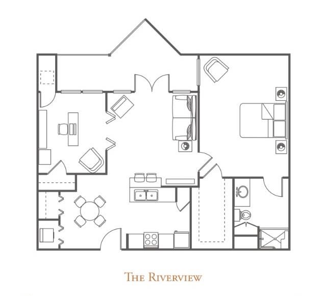 A detailed floor plan of an apartment, illustrating the layout and arrangement of rooms and spaces.