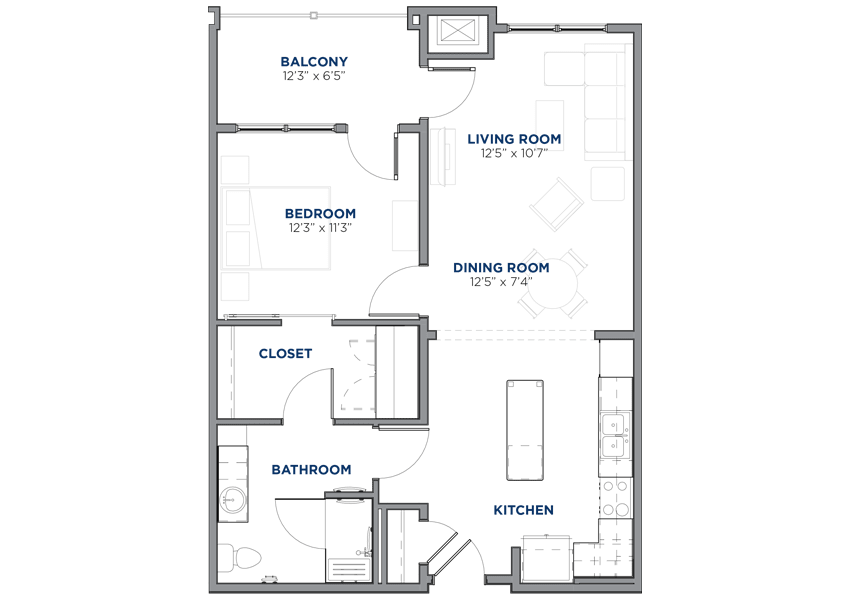 Blueprint layout of a residential interior design.