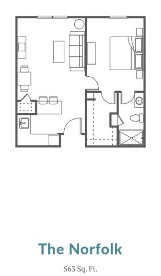 Architectural floor plan depicting a two-bedroom apartment layout.
