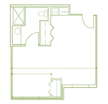 A simple floor plan of a small apartment.