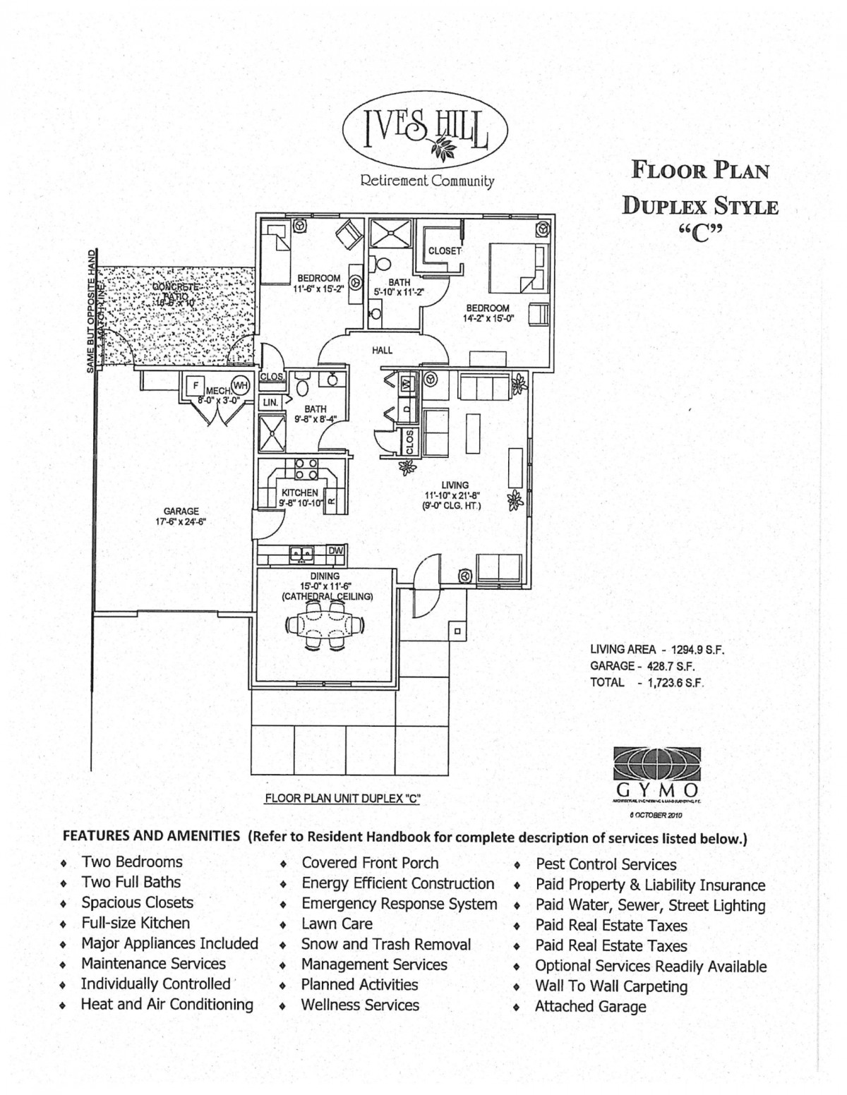 A detailed floor plan of a residential house, labeled as 'Dunbar Style'.