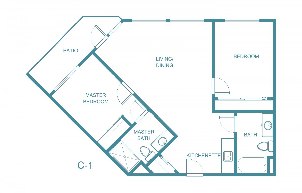 Architectural floor plan of an apartment layout.