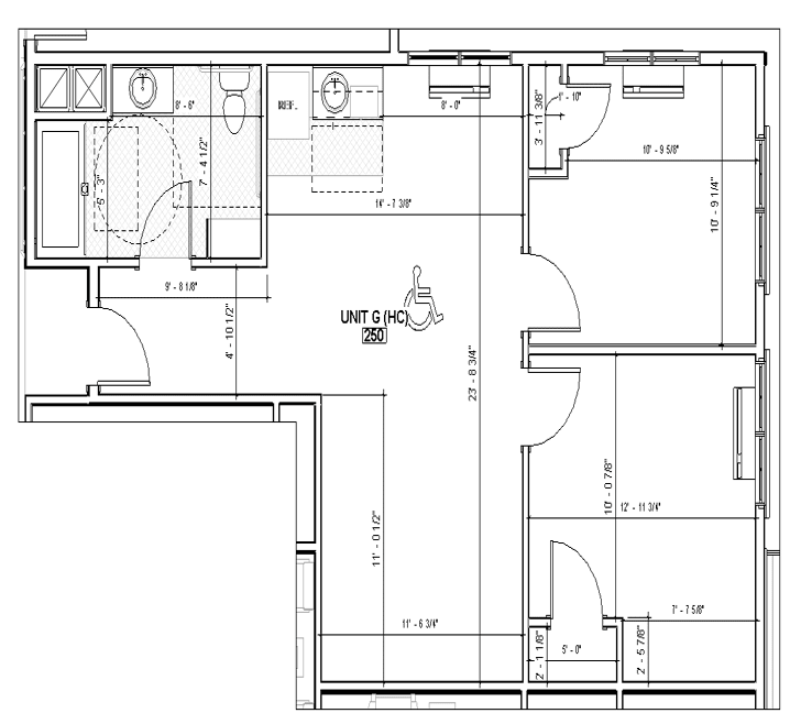 An architectural floor plan showcasing the layout of various rooms and features.