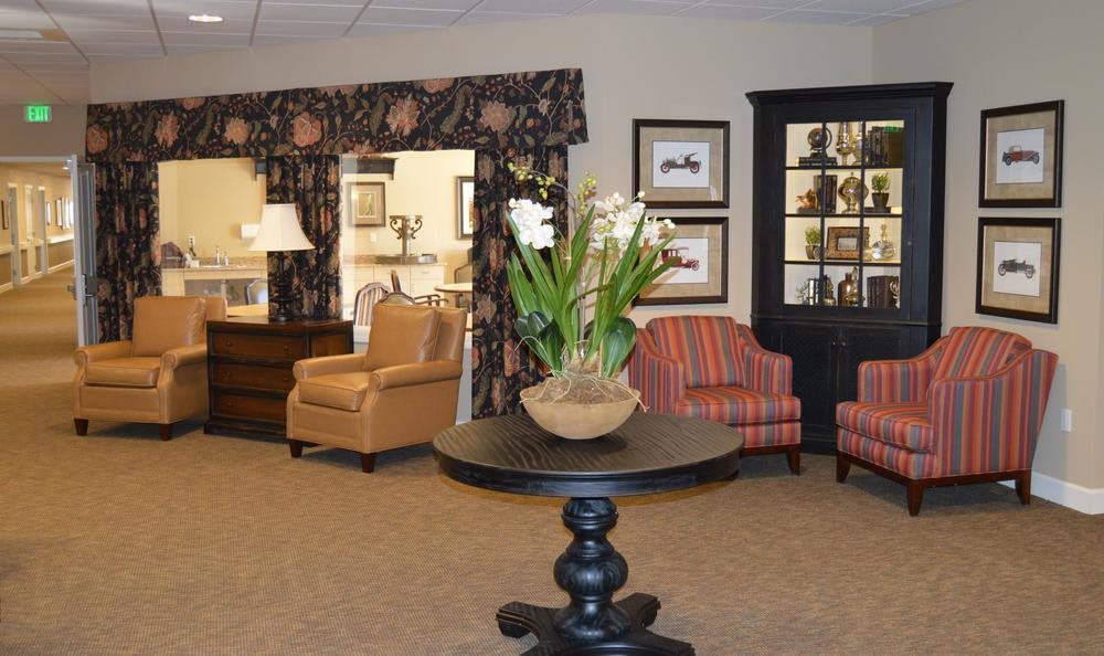 A cozy living room featuring comfortable seating, decorative elements, and a central table with a potted plant.