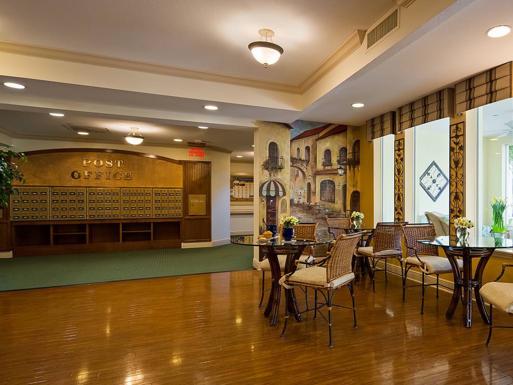 A well-decorated lobby with comfortable seating and decor.