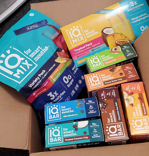 A selection of healthy drink mixes and snacks, ready for enjoyment.