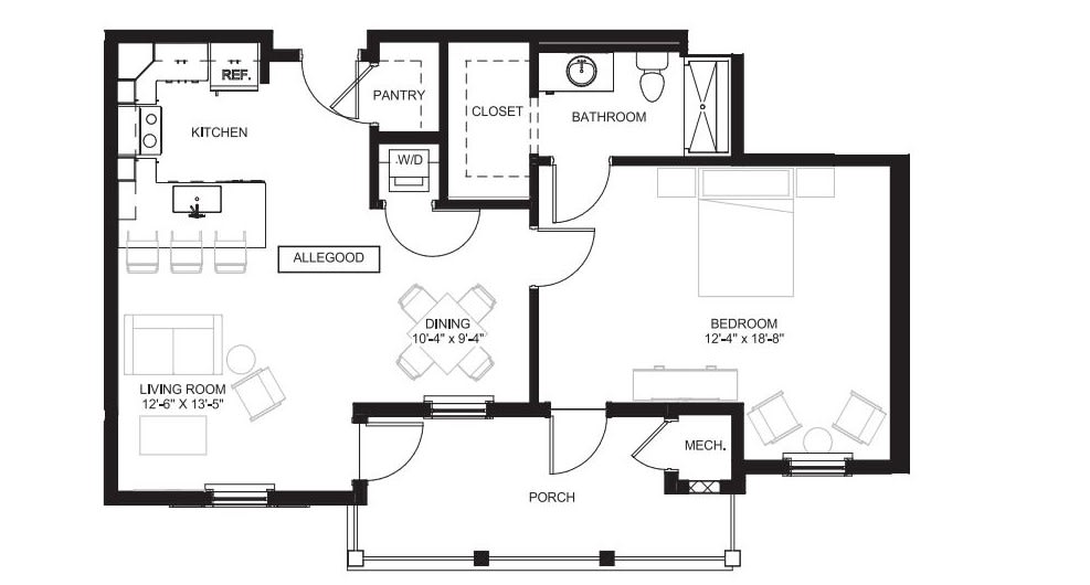 A detailed floor plan of a single-story home layout.