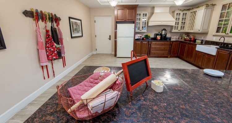 A cozy kitchen with baking essentials and vintage decor.