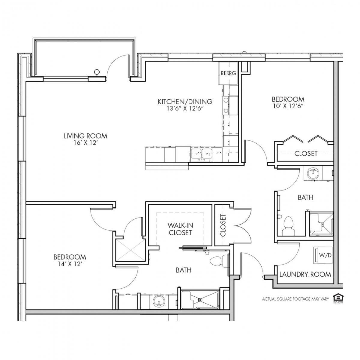 A detailed floor plan of a residential apartment with labeled rooms and dimensions.