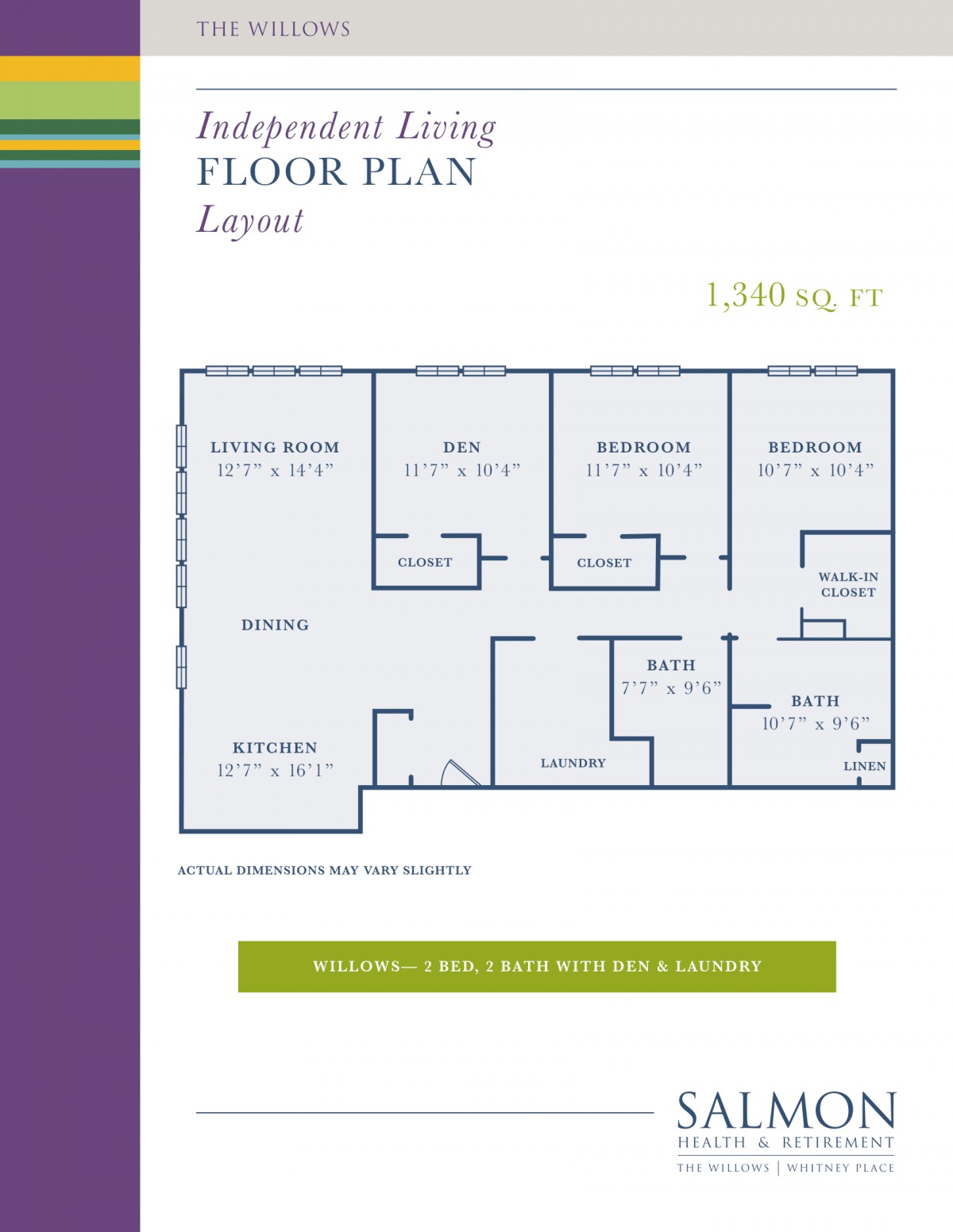 A floor plan layout for a living space, detailing room arrangements and dimensions.