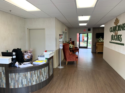 A view of an office reception area with a welcoming waiting space.