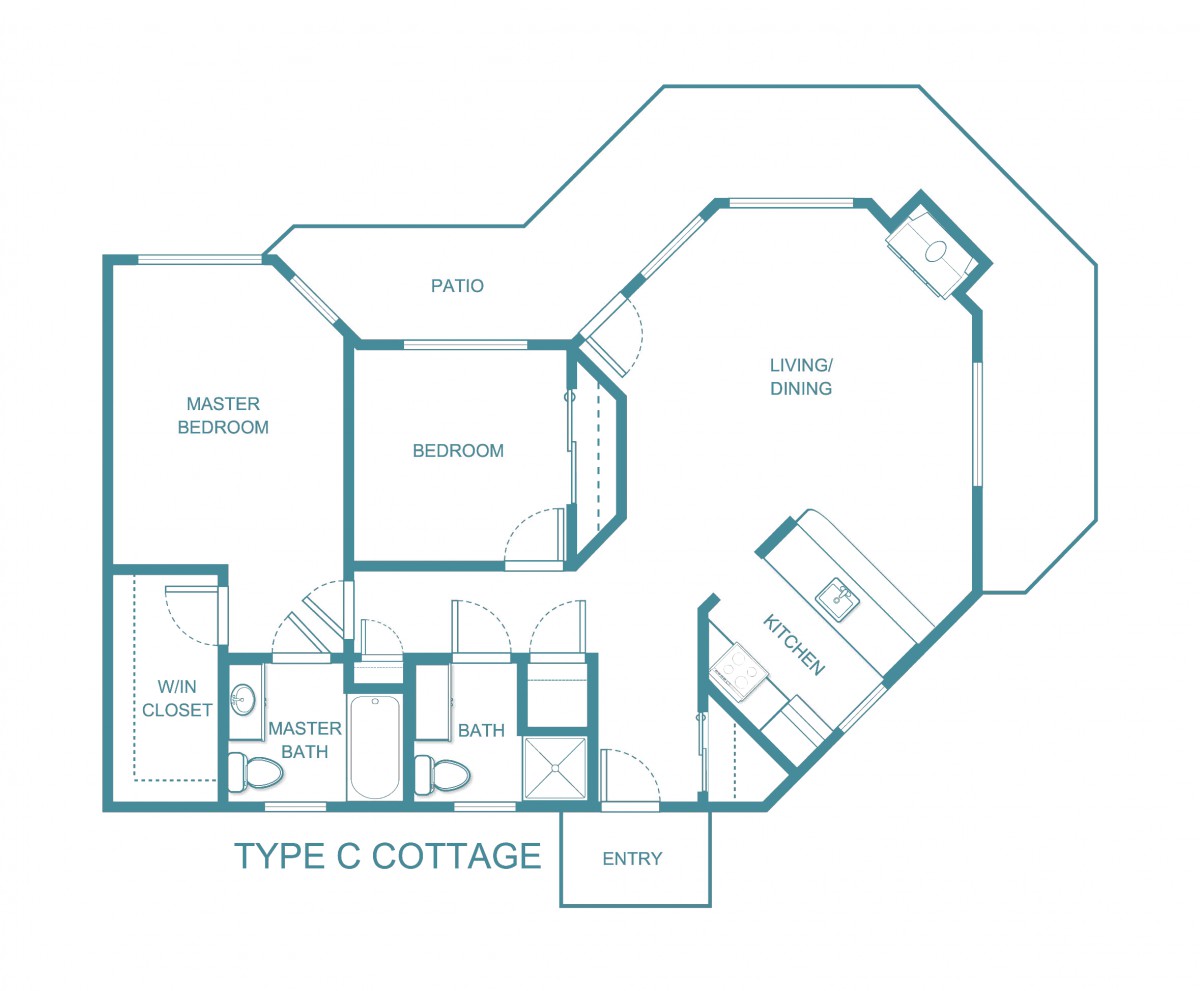Floor plan of a Type C cottage layout.