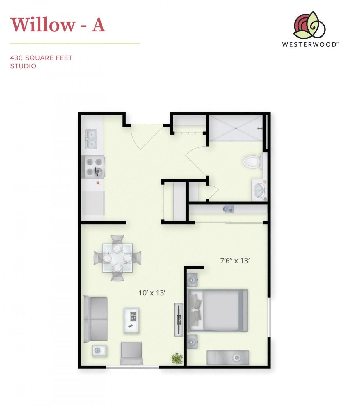 A detailed floor plan of an apartment, showing room arrangements and layout.