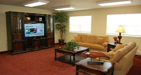 A cozy living room featuring a sofa, television, coffee table, and indoor plant.